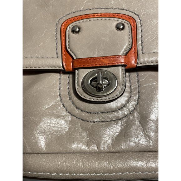 Coach Vintage City Willis In Colorblock Taupe/Blue/Orange Crossbody Turnlock - Picture 4 of 12